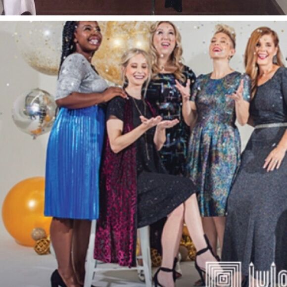 LuLaRoe Carly Swing dress black sequin pocket high low midlength Size M NWT - Picture 2 of 12